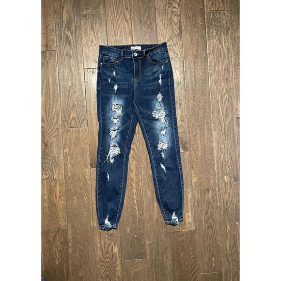 Thread & Others Distressed Skinny Mid Rise Jeans - Picture 3 of 6
